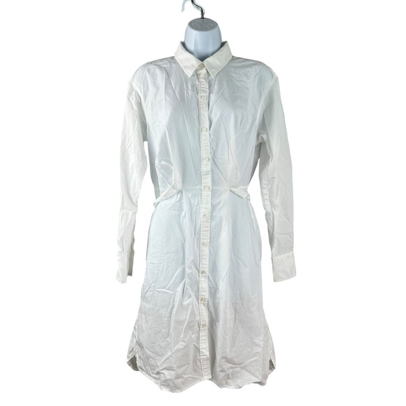 Unsubscribed Shirt Dress Womens Small White Casual Button Down Everyday - Picture 1 of 8